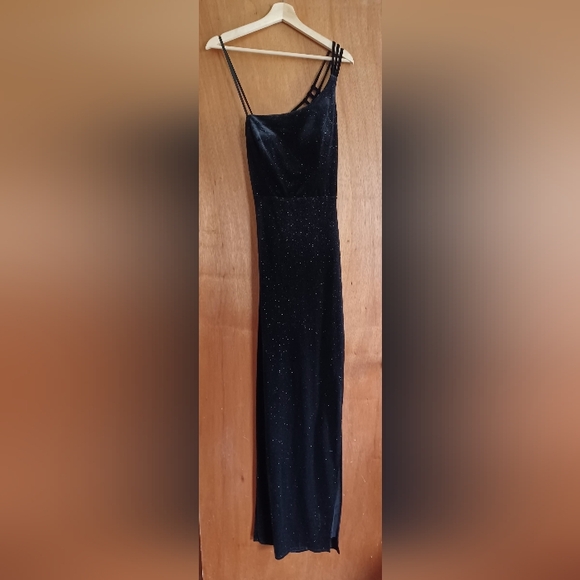 Lillian Formal Glitter Velvet Strappy Back Long Dress Size Medium - Picture 5 of 10